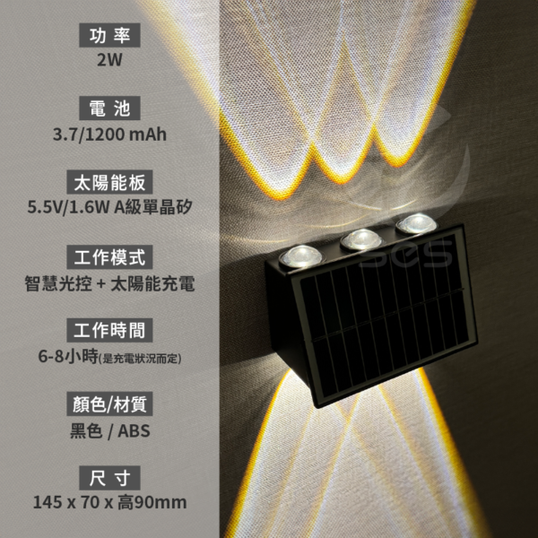LED太陽能4、6、8頭壁燈：圖片 8