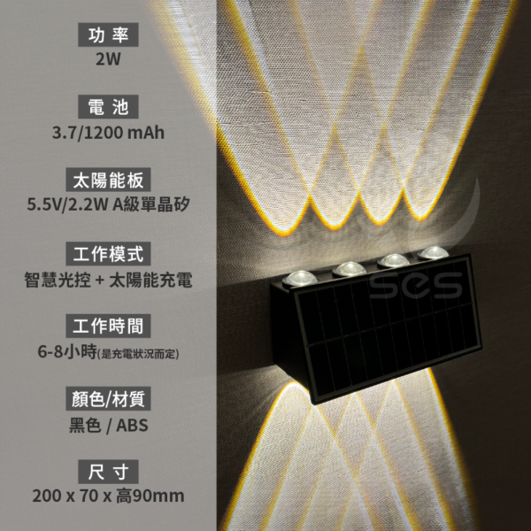 LED太陽能4、6、8頭壁燈：圖片 9