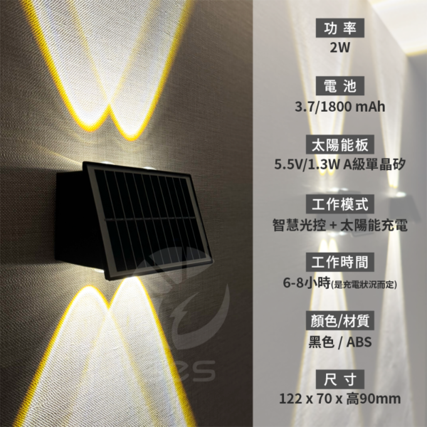 LED太陽能4、6、8頭壁燈：圖片 7